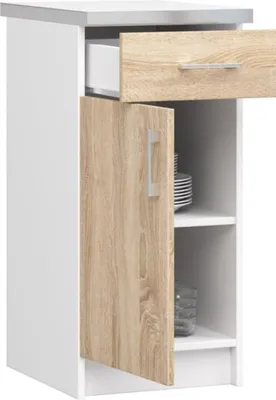 Produktbild von BDW Küchenschrank, Schrank Küche mit Arbeitsplatte, Tür, Schublade, Weiß / Sonoma