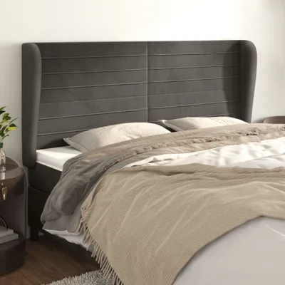 Produktbild von Kopfteil mit Ohren Dunkelgrau 163x23x118/128 cm Samt