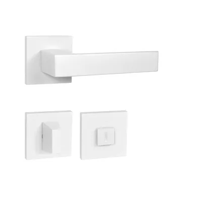 Obrázok produktu pre Kľučka na dvere SET MP - HIT - HR SQ6 BIM - biela matná (WHITE) kľučka/kľučka rozety WC