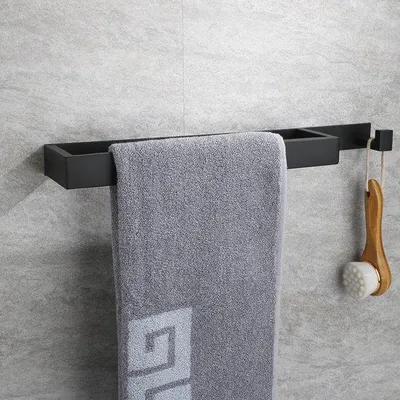 Image de Porte-serviettes en acier inoxydable avec crochets pour salle de bains