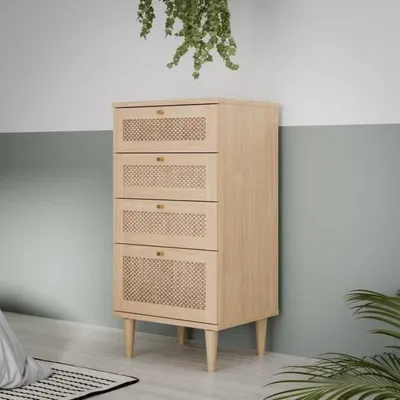 Produktbild von Kommode mit 4 Schubladen, Eichenoptik, 50,4 x 41,4 x 108,8 cm