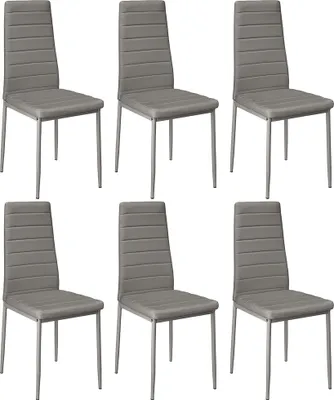 Produktbild von Esszimmerstühle 6er Set,Küchenstuhl Hochlehner Polsterstuhl Kunstleder Grau