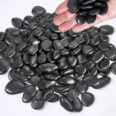 Imagen del producto de Piedras de río negras pulidas, 1-2 cm, 4 lbs, para plantas y jardín