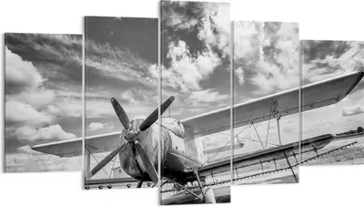 Produktbild von Bild auf Leinwand - Leinwandbild - 5 Teile - An-2 Flugzeug Schwarzweiß - 160x85cm - Wand Bild - Wanddeko - Wandbilder - Leinwanddruck - Bilder - Wanddekoration - Leinwand bilder - EA160x85-4228