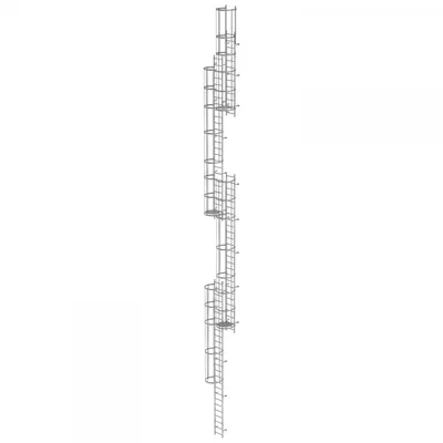Produktbild von Günzburger Steigtechnik mehrzügige Steigleiter mit Rückenschutz (Maschinen) Edelstahl 19,96 m - 530271