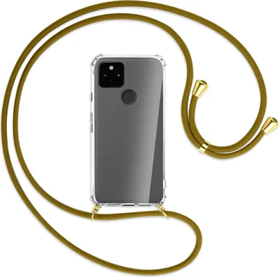 Produktbild von Handykette Backcover-Schutzhülle mit Band (Metall goldfarben) für Google Pixel 5a 5G  - khaki