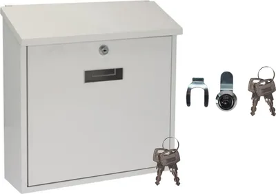 Produktbild von Briefkasten Weiß mit Namenssschild & Ersatzschloss Postbox für 1-Familienhaus