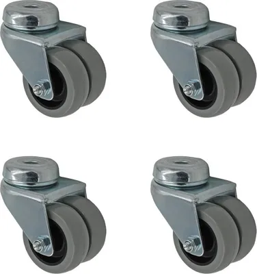 Produktbild von 4 Stück 50 mm Apparaterolle Doppelrolle Möbelrolle Transportrolle Lenkrolle