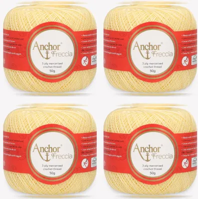 Obrázok produktu pre 4x Anchor Freccia 20 – jemná bavlnená priadza na čipky a háčkovanie (farba 00300)