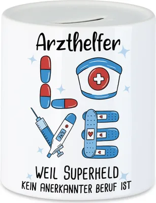 Produktbild von Ich Bin Arzthelfer Weil Superheld Kein Anerkannter Job Ist Spardose  Geschenk Danke Sagen