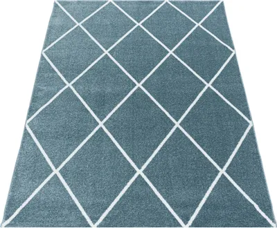 Produktbild von Teppich Läufer Wohnzimmer Blau 80x150 Geometrisches Design aus Polypropylen