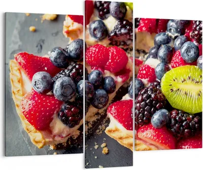 Produktbild von Bild auf Leinwand - Leinwandbild - Kuchen Dessert Obst Erdbeere - 95x80cm - Wand Bild - Wanddeko - Leinwanddruck - Bilder - Kunstdruck - Wanddekoration - Leinwand bilder - Wandkunst - CB95x80-2871
