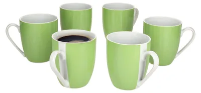 Produktbild von 6er Set Variant Grün Kaffeebecher 350ml bunte Porzellan-Tassen 6 Personen Tee