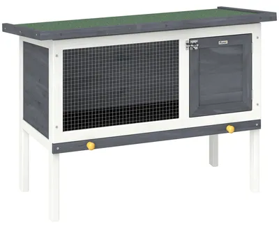 Zdjęcie produktu dla Kuweta dla królików z podwyższoną konstrukcją, pokryta bitumem i wyposażona w szufladę | Kolor: Szary | Wymiary: 45x90x65 cm