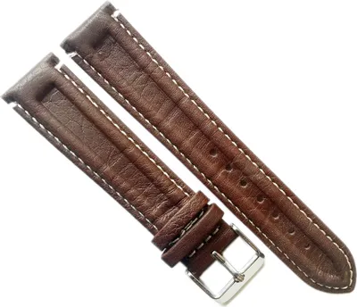 Produktbild von Minott Uhrenarmband Doppelwulst braun weiches Leder > Kontrastnaht, Stegbreite:20mm, Schließe:Silbern
