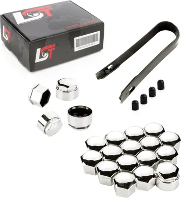 Produktbild von 20x Radschrauben Kappen Set 17mm Chromfarben Diebstahlhemmend für VW SEAT SKODA