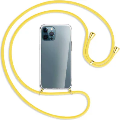 Produktbild von Handykette Backcover-Schutzhülle mit Band (Metall goldfarben) für Apple iPhone 12 Pro Max - gelb