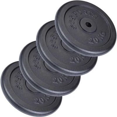 Produktbild von ScSPORTS® 80 kg Hantelscheiben Set 4 x 20 kg Gusseisen Gewichte mit 30/31 mm Bohrung