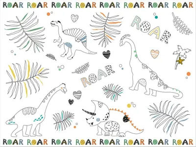 Produktbild von 6 Little Dino Tischsets zum Ausmalen