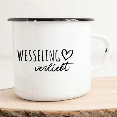 Produktbild von Huuraa Emaille Tasse Wesseling  Geschenk Kaffeebecher Vintage 300ml Wesseling  Präsent