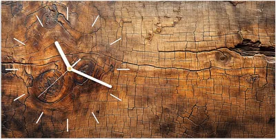 Produktbild von Wanduhr aus Glas mit Motiv Vintage Holzmaserung- 60 x 30 cm - inkl. Aufhängesystem