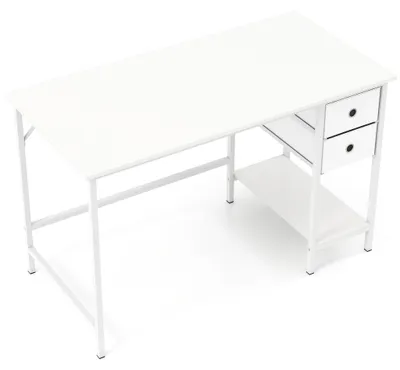 Obrázek produktu pro Počítačový stůl se 2 zásuvkami, policí a háčkem, 120x60 cm, bílý