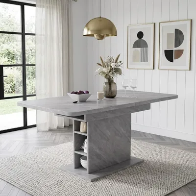 Produktbild von Flieks Esszimmertisch Ausziehbar, Esstisch Küchentisch Rechteckig, Tisch mit Stauraum, 130x70x75, Grau