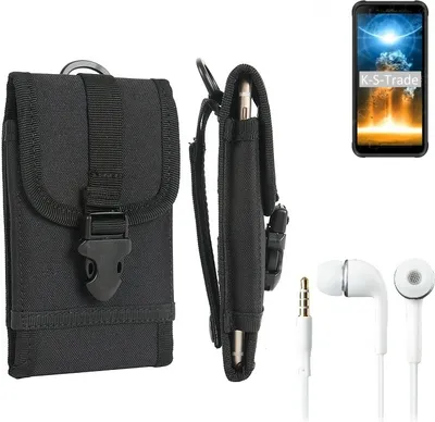 Produktbild von K-S-Trade Holster Schutz Hülle kompatibel mit Blackview BV6300 Pro Gürteltasche Handy Hülle Tasche outdoor Seitentasche schwarz 1x + Kopfhörer