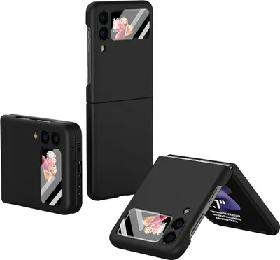 Image de Galaxy Z Flip3 Case, étui mince et rigide avec verre trempé pour Samsung Galaxy Z Flip 3 5G Noir