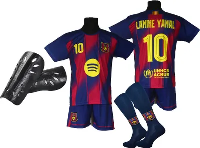 Produktbild von LAMINE YAMAL Kinder-Fußballset + Socken + Schienbeinschoner - Größe 164