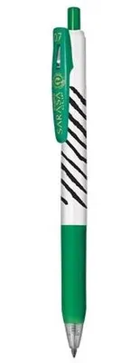 Gélové pero, 0,33 mm, stláčací mechanizmus, pruhované telo, ZEBRA "Sarasa Clip", zelená