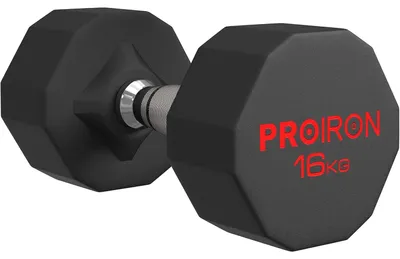 Zdjęcie produktu dla Gumowa sztanga treningowa, 16 kg - sześciokątny kształt - długość 36 cm - metalowy uchwyt
