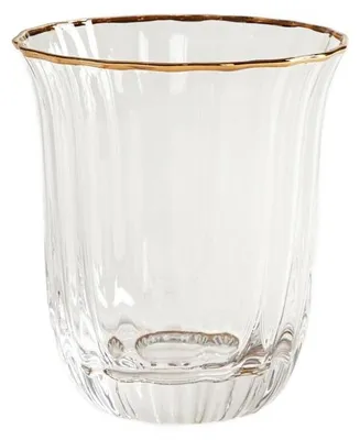 Zdjęcie produktu dla HOMLA Szklanka SCURO ryflowana, ze złotym rantem 0,22 l