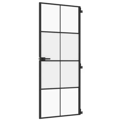 Zdjęcie produktu dla Drzwi wewnętrzne, czarne, 83x201,5 cm, szkło i aluminium