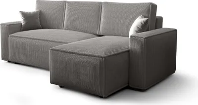 Produktbild von FEDVE Ecksofa Eldon L Form Sofa Schlaffunktion Bettkästen Sofagarnitur Seite Universal Hellgrau (Poso 55)