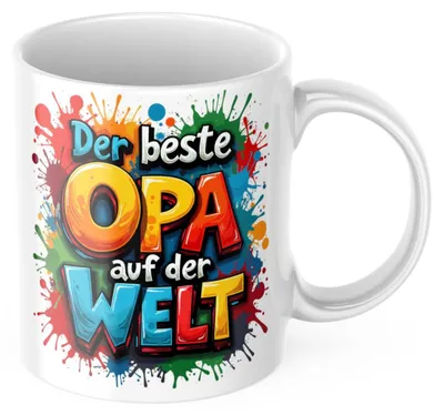 Kaffeetasse 'Bester Opa der Welt' 330 ml Keramik bunt