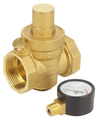 Druckreduzierventil DN32 Messing mit Manometer, einstellbar