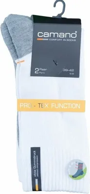 Produktbild von Camano 2er Pack Damen, Herren Sport Socken weiß, Bund ohne Gummidruck