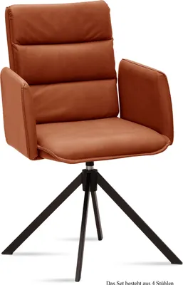 Produktbild von Armlehnstuhl drehbar (4er-Set) Delila 52x92x60 Schwarz/Cognac