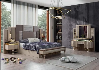 Produktbild von Stilvoll Schlafzimmer Set Bett 2x Nachttische Schminktisch Hochwertig Möbel 4tlg