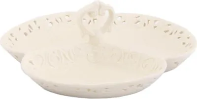Image de Plat en céramique blanche avec poignée et séparateurs