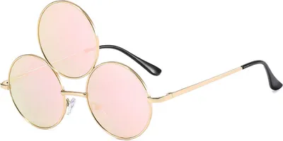 Produktbild von Sonnenbrille, Lustige Sonnenbrille mit Drei Runden Gläsern, Hip Hop UV Schutzbrille Third Eye Sonnenbrille (Rosa)