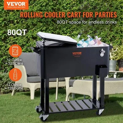 Productafbeelding van Famanu drankkoeler - op wielen - 75 liter - zwart