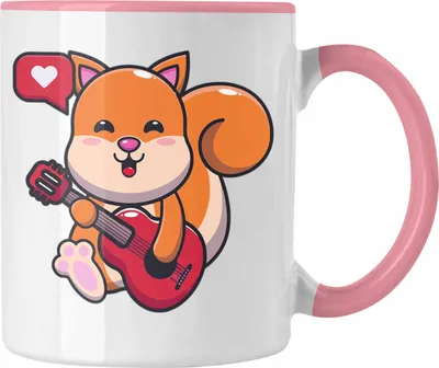 Produktbild von Trendation - Eichhörnchen Tasse Geschenk Grafik für Eichhörnchen Liebhaber Geschenkidee Lustige Tasse (Rosa)