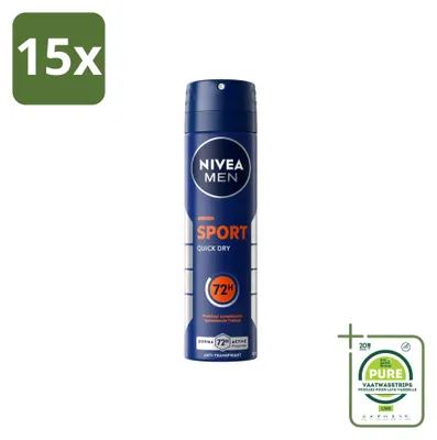 Produktbild von 15 x NIVEA MEN Sport Anti-Transpirant Deodorant Spray 150 ml - Großpackung - 15 Stücke