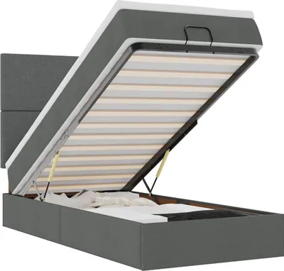 Immagine prodotto di vidaXL Ottoman letto con materasso grigio scuro 90x200 cm tessuto