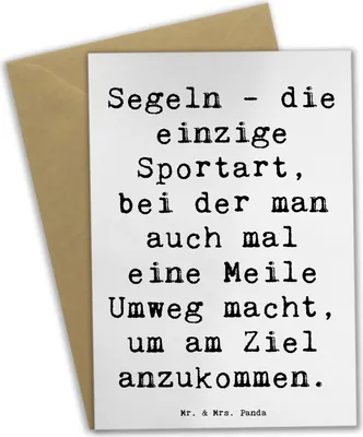 Produktbild von Mr. & Mrs. Panda Grußkarte Spruch Segeln Umweg - Weiß - Geschenk, Wind, Teamsport, Meer, Freiheit, Sonnenuntergang, osterkarten, einladungskarten, babykarte, Sportler