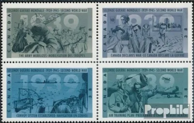 Produktbild von Briefmarken Kanada 1989 Mi 1157-1160 Viererblock (kompl.Ausg.) postfrisch Kanada im 2. Weltkrieg