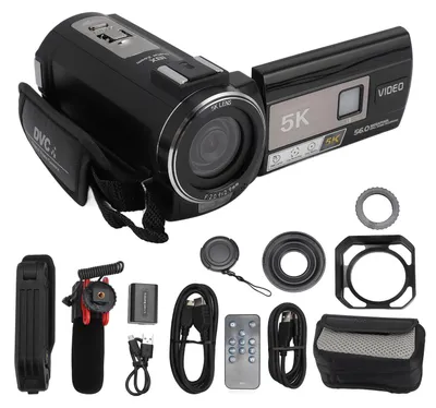 Produktbild von 56-MP-DV-Digitalkamera mit 5K-Auflösung, WLAN, 3-Zoll-Touchscreen, 18-fachem Zoom, Bildstabilisierung und Loop-Aufnahme – Handheld-Videokamera