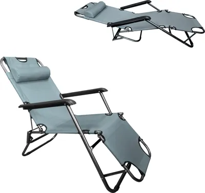 Obrázok produktu pre Relaxačné ležadlo s opierkou hlavy skladacie plážové záhradné ležadlo kempingové kreslo L-128